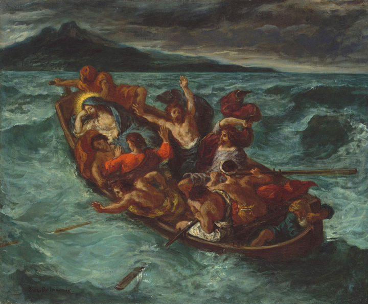 Eugène Delacroix (1798-1863), Le Christ endormi pendant la tempête, série du Christ sur le lac de Genesareth, vers 1853, huile sur toile, 50,8 x 61 cm. Metropolitan Museum of Art, New York, États-Unis