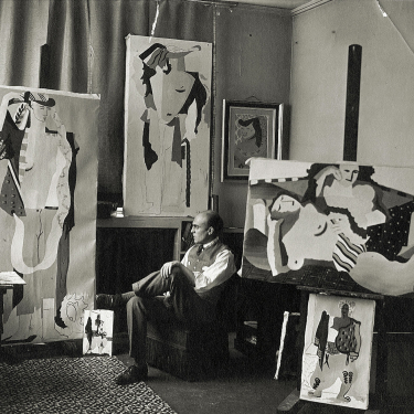 Jean Lurçat dans son atelier, Villa Seurat à Paris, 1926.